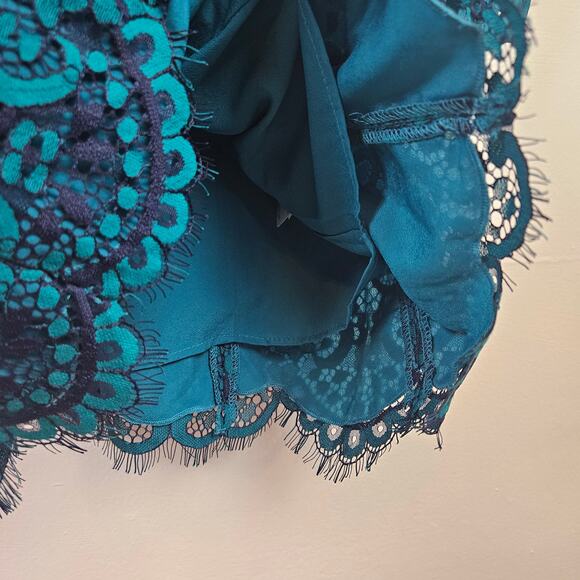 Lilly Pulitzer Georgi Lace Puff Sleeve Dress 4 Valencia Teal Blue Mini Sheath - Picture 7 of 12